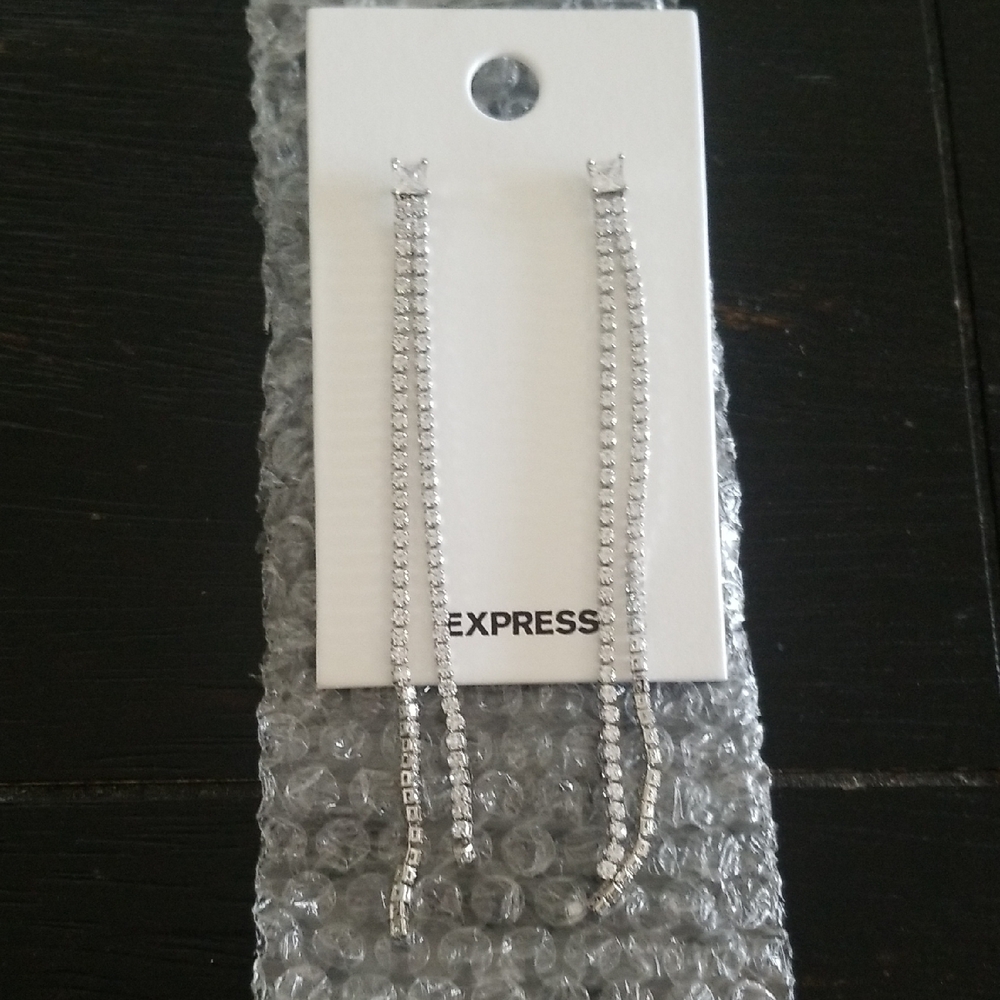 Express Elegant Silver Rhinestone Earrings